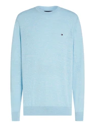 Tommy Hilfiger Rundhalspullover COTTON LINEN CREW NECK Hellblau/Blau