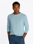 Tommy Hilfiger Rundhalspullover COTTON LINEN CREW NECK Hellblau/Blau
