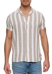 Indicode Kurzarmhemd INCarlui Gelb/Beige/Khaki/Weiß