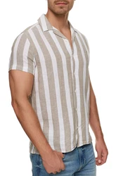 Indicode Kurzarmhemd INCarlui Gelb/Beige/Khaki/Weiß