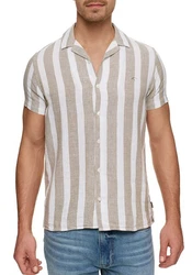 Indicode Kurzarmhemd INCarlui Gelb/Beige/Khaki/Weiß