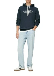s.Oliver Hoodie mit Schriftzug Dunkelblau/Blau/Hellblau/Braun