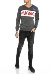 RedBridge Sweatshirt McKinney NASA Print Astronauten-Look Rot/Hellgrau/Dunkelgrau/Grau/Silber/Dunkelblau