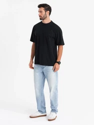 OMBRE T-Shirt LOOSE FIT mit Rundhalsausschnitt Schwarz