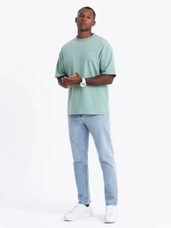 OMBRE T-Shirt LOOSE FIT mit Rundhalsausschnitt Hellgrün/Türkis/Grün