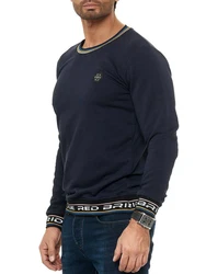 RedBridge Langarmshirt mit Logo-Bund Dunkelblau/Blau