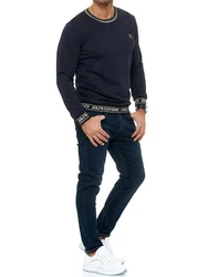 RedBridge Langarmshirt mit Logo-Bund Dunkelblau/Blau