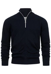 Kronstadt Strickpullover KSCarlo Half-Zip Dunkelblau
