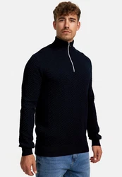 Kronstadt Strickpullover KSCarlo Half-Zip Dunkelblau