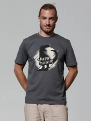 wat? Apparel T-Shirt Papasaurus Dunkelgrau/Lila/Gelb/Braun/Grau