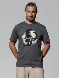 wat? Apparel T-Shirt Papasaurus Dunkelgrau/Lila/Gelb/Braun/Grau