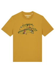 wat? Apparel T-Shirt Gnome Footprint Rosa/Gelb