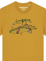 wat? Apparel T-Shirt Gnome Footprint Rosa/Gelb