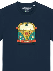 wat? Apparel T-Shirt Hippies Bus Dunkelblau/Blau/Grün/Lila