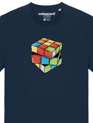 wat? Apparel T-Shirt Pixel Zauberwürfel Dunkelblau/Mischfarben/Blau