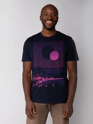 wat? Apparel T-Shirt Sun and Moon Skyline Dunkelblau/Lila/Rosa