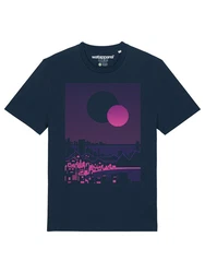wat? Apparel T-Shirt Sun and Moon Skyline Dunkelblau/Lila/Rosa