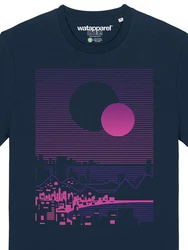 wat? Apparel T-Shirt Sun and Moon Skyline Dunkelblau/Lila/Rosa