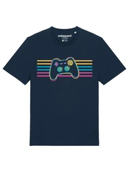 wat? Apparel T-Shirt Retro Joystick Dunkelblau/Blau/Mischfarben/Hellblau