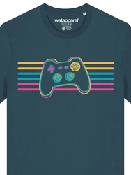 wat? Apparel T-Shirt Retro Joystick Blau/Grün/Türkis/Hellblau