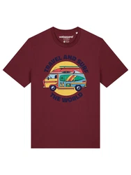 wat? Apparel T-Shirt Travel and Surf Dunkelrot/Bordeaux/Rot