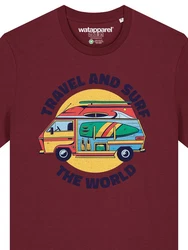 wat? Apparel T-Shirt Travel and Surf Dunkelrot/Bordeaux/Rot