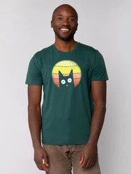 wat? Apparel T-Shirt Sunset Cat Grün/Dunkelgrün/Türkis