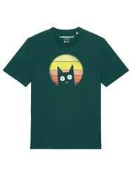 wat? Apparel T-Shirt Sunset Cat Grün/Dunkelgrün/Türkis