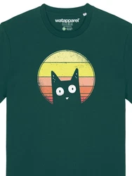 wat? Apparel T-Shirt Sunset Cat Grün/Dunkelgrün/Türkis