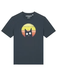 wat? Apparel T-Shirt Sunset Cat Schwarz/Grau