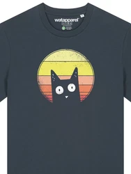 wat? Apparel T-Shirt Sunset Cat Schwarz/Grau