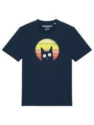 wat? Apparel T-Shirt Sunset Cat Dunkelblau/Schwarz/Lila/Blau