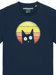 wat? Apparel T-Shirt Sunset Cat Dunkelblau/Schwarz/Lila/Blau
