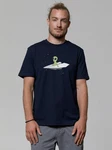 wat? Apparel T-Shirt Alien on a paper plane Grün/Dunkelblau/Blau