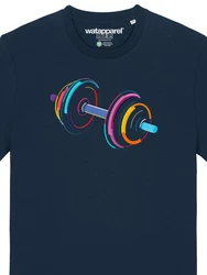 wat? Apparel T-Shirt 80s Hantel Dunkelblau/Lila/Mischfarben/Blau/Schwarz