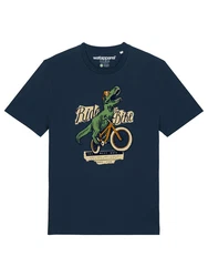 wat? Apparel T-Shirt T-Rex Fahrrad Dunkelblau