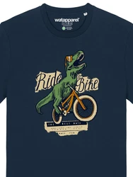 wat? Apparel T-Shirt T-Rex Fahrrad Dunkelblau