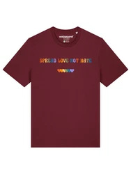 wat? Apparel T-Shirt Spread Love not Hate Dunkelrot/Bordeaux/Rot