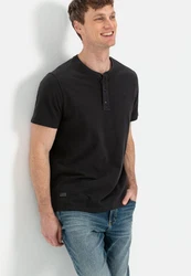 camel active T-Shirt Henley Schwarz
