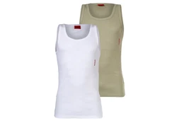 HUGO Tanktop Twin Pack mit Markenlabel Khaki/Creme/Weiß/Rot/Beige