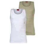 HUGO Tanktop Twin Pack mit Markenlabel Khaki/Creme/Weiß/Rot/Beige
