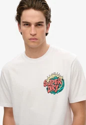 Superdry Rundhalsshirt OUTDOOR NARRATIVE LOOSE TEE Weiß/Rosa/Creme