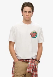 Superdry Rundhalsshirt OUTDOOR NARRATIVE LOOSE TEE Weiß/Rosa/Creme