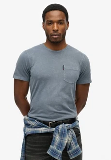 Superdry Rundhalsshirt Classic Essential Pocket Tee Grau/Blau/Dunkelblau