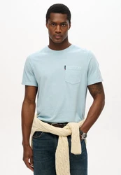 Superdry Rundhalsshirt Classic Essential Pocket Tee Hellblau/Blau