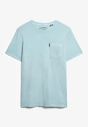 Superdry Rundhalsshirt Classic Essential Pocket Tee Hellblau/Blau