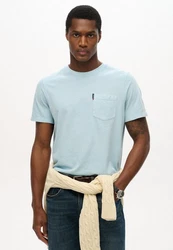 Superdry Rundhalsshirt Classic Essential Pocket Tee Hellblau/Blau