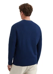 Marc O'Polo Rundhalspullover Dunkelblau/Blau