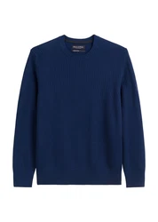 Marc O'Polo Rundhalspullover Dunkelblau/Blau