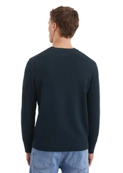 Marc O'Polo Rundhalspullover Dunkelblau/Blau/Türkis